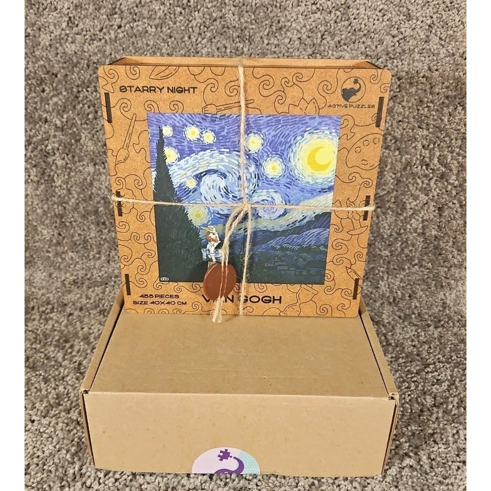 Van Gogh Starry Night 458 Piece Puzzle With Wooden Storage Box. New